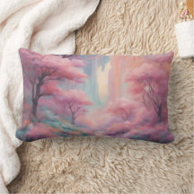 Pink Nature Forest AI Kunstwerfer Kissen