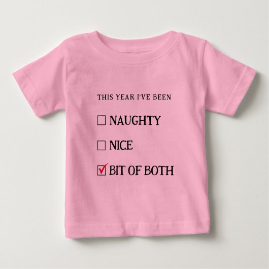 Pink Naughty Nice List Funny Niedliche Weihnachten Baby T-shirt (Vorderseite)
