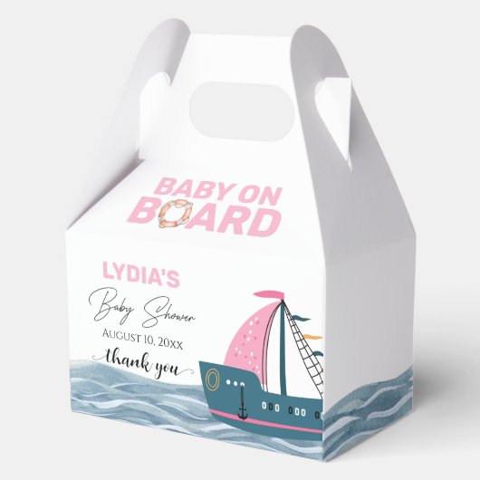 Pink Nautical Baby an Bord Baby Dusche Geschenkschachtel (Vorderseite)