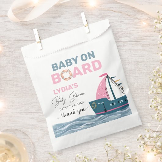 Pink Nautical Baby an Bord Baby Dusche Geschenktütchen (Ausgeschnitten)