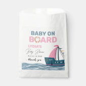 Pink Nautical Baby an Bord Baby Dusche Geschenktütchen (Vorderseite)