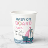 Pink Nautical Baby an Bord Baby Dusche Pappbecher (Vorderseite)