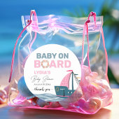Pink Nautical Baby an Bord Baby Dusche Runder Aufkleber