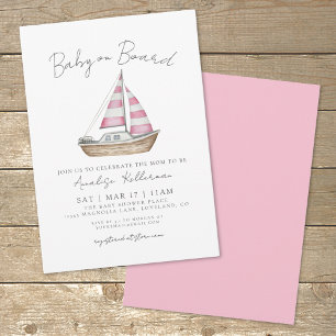 Pink Nautical Baby Dusche Einladung