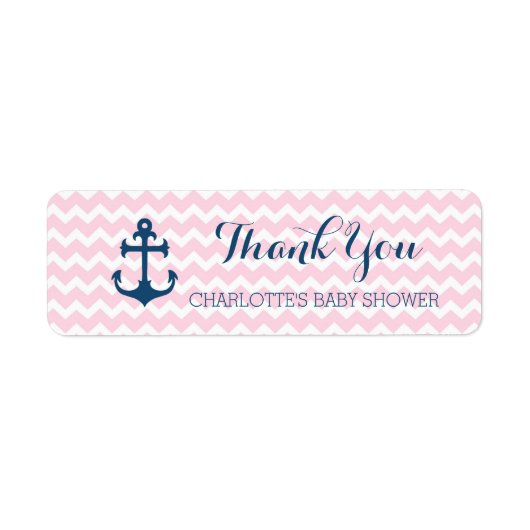 Pink Nautical Baby Dusche Gefallen Labels (Vorne)