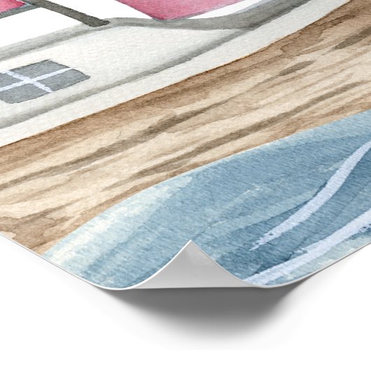 Pink Nautical Baby Dusche Poster (Ecke)