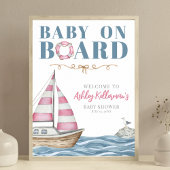 Pink Nautical Baby Dusche Poster