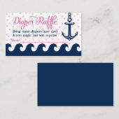 Pink Nautical Diaper Raffle Cards Girl Baby Dusche Begleitkarte (Vorne/Hinten)