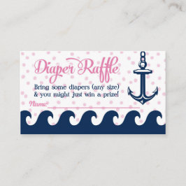 Pink Nautical Diaper Raffle Cards Girl Baby Dusche Begleitkarte