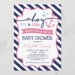 Pink Nautical Girl Baby Dusche Einladung Ahoy