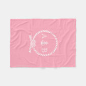 Pink Nautical Rope and Anchor Mit Monogramm Fleecedecke (Vorderseite (Horizontal))