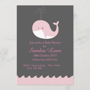 Pink Nautical Whale Babydusche Einladung