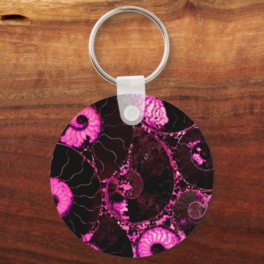 Pink Nautilus fossil shell pattern Schlüsselanhänger (Vorderseite)
