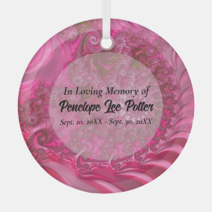 Pink Nautilus Fraktal Memorial Keepake Suncatcher Ornament Aus Glas