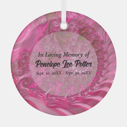 Pink Nautilus Fraktal Memorial Keepake Suncatcher Ornament Aus Glas (Vorderseite)