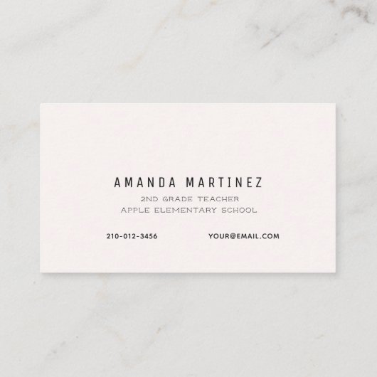 Pink & Navy Apple Pattern Teacher's Business Card Visitenkarte (Rückseite)