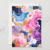 Pink, Navy Blue and Gold Ink Birthday Party Einladung (Rückseite)