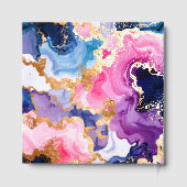 Pink, Navy Blue and Gold Ink Birthday Party Gästebuch (Rückseite)