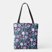 Pink Navy Blue Floral Bouquet Wasserfarben Muster Tasche (Rückseite)
