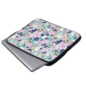 Pink Navy Blue Gold Watercolor Blume Muster Laptopschutzhülle (Vorne Knopf)