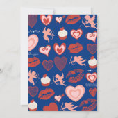 Pink Navy Blue Hearts 38. Geburtstag Einladungen (Rückseite)
