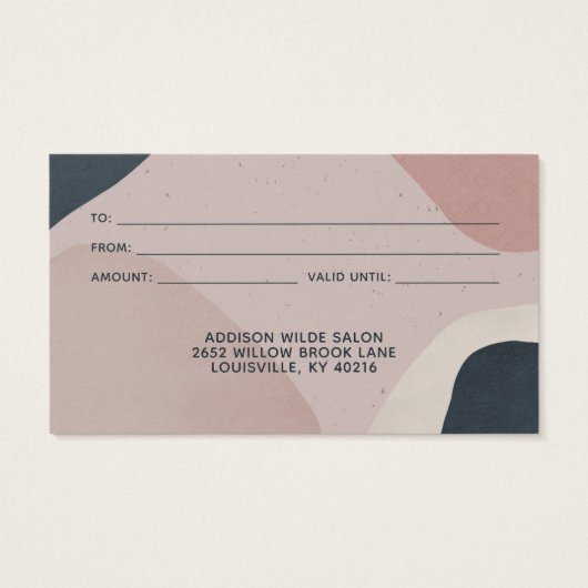 Pink Navy Blue Modern Abstrakte Formen Geschenkkar (Rückseite)