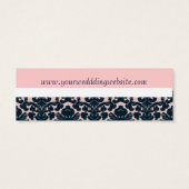 Pink Navy Damask Wedding Favor Tag Card (Rückseite)