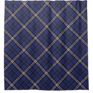 Pink Navy Diagonal Plaid Tartan textured Seamless Duschvorhang