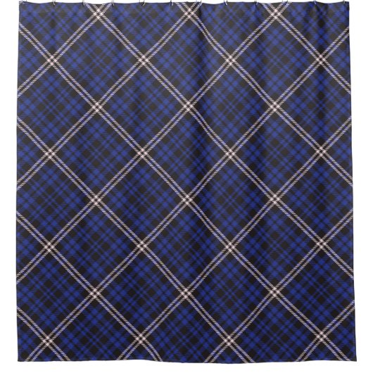 Pink Navy Diagonal Plaid Tartan textured Seamless  Duschvorhang (Vorderseite)