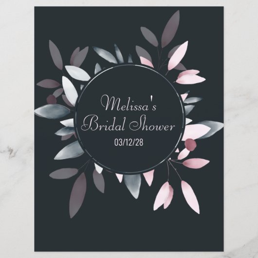 Pink Navy Elegante Soft Watercolor Bridal Bingo (Rückseite)