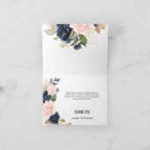 Pink Navy Floral Wasserfarbe Danke Karte (Innenseite)