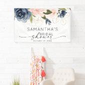 Pink Navy Floral Watercolor Brautparty Banner (Insitu)
