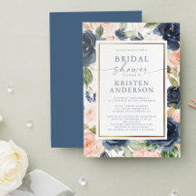 Pink Navy Floral Watercolor Gold Brautparty
