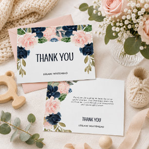 Pink Navy Floral Watercolor Kinderdusche Danke