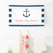 Pink Navy Girl Nautical Anchor Kinderdusche Banner (Insitu)