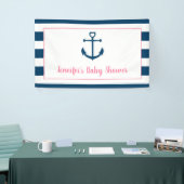 Pink Navy Girl Nautical Anchor Kinderdusche Banner (Messeveranstaltung)