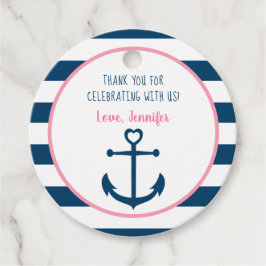 Pink Navy Girl Nautical Anchor Kinderdusche Geschenkanhänger