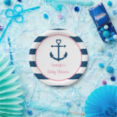 Pink Navy Girl Nautical Anchor Kinderdusche Pappteller (Party)
