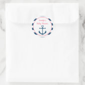 Pink Navy Girl Nautical Anchor Kinderdusche Runder Aufkleber (Tasche)