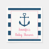 Pink Navy Girl Nautical Anchor Kinderdusche Serviette (Vorderseite)