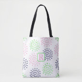 Pink Navy Green Blume Muster Wasserfarbenmonogramm Tasche (Vorderseite)