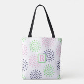 Pink Navy Green Blume Muster Wasserfarbenmonogramm Tasche (Rückseite)