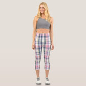 Pink Navy Green White Preppy Madras #3 Capri Leggings (Vorderseite)