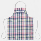 Pink Navy Green White Preppy Madras Schürze (Vorderseite)