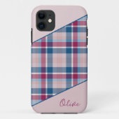 Pink-navy kariert iPhone Case (Rückseite)