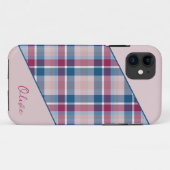 Pink-navy kariert iPhone Case (Rückseite (Horizontal))