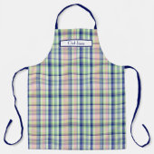 Pink Navy Light Green White Preppy Madras Schürze (Vorderseite)