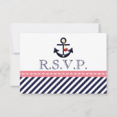 Pink Navy Nauchor UAWG Response Cards RSVP Karte (Vorderseite)
