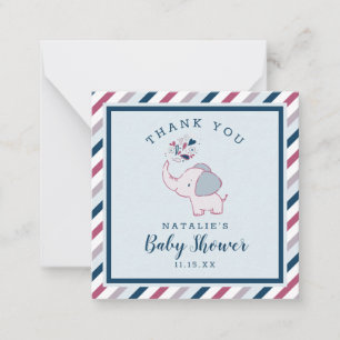 Pink & Navy Niedlich Elephant Baby Dusche Vielen D Mitteilungskarte