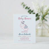 Pink & Navy Niedlich Elephant Themed Baby Dusche Einladung (Stehend Vorderseite)